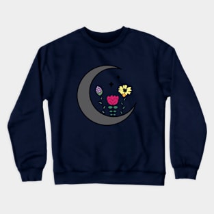 Crescent Moon Flower Magic, Witchy Floral Moon Phase Crewneck Sweatshirt